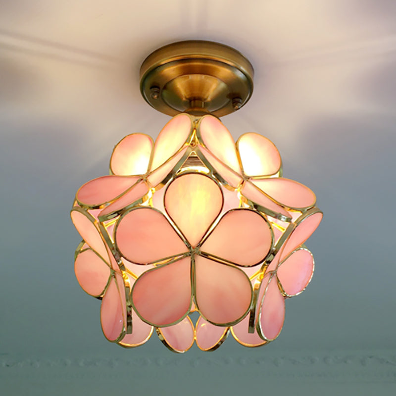 Retro-style PVC ceiling lamp – floral pattern for a unique look