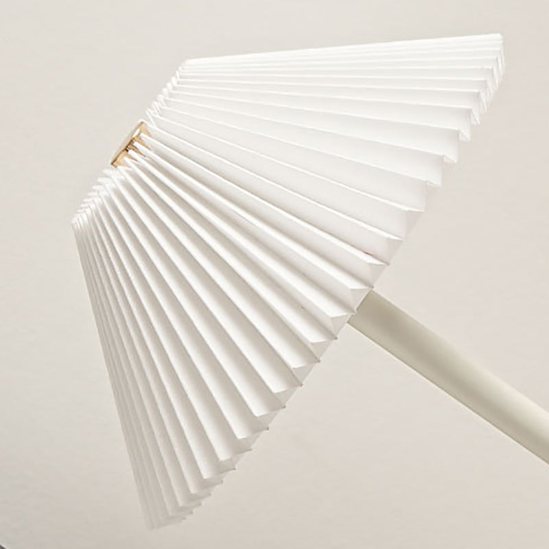Contemporary Scandinavian rechargeable iron fabric conical folded LED table lamp for bedside