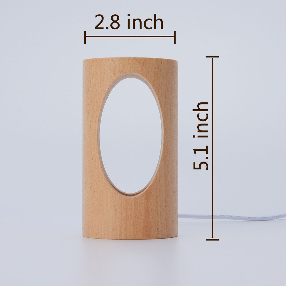 Japanese solid wood rectangular pillar LED bedside lamp USB table lamp