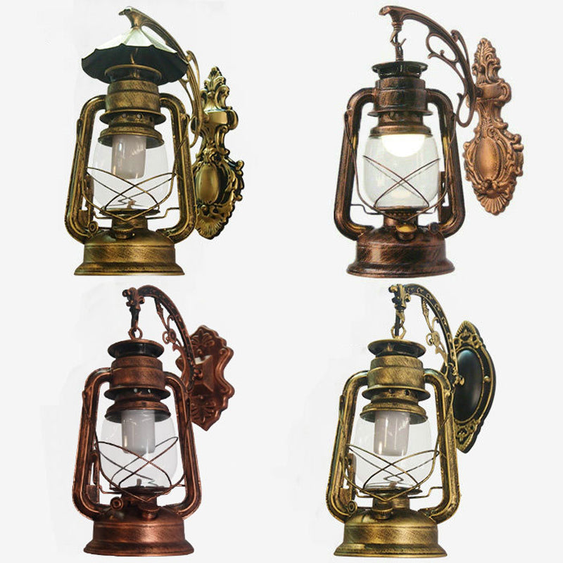 1-Light Kerosin Wall Light Nautical Black/Copper/Bronze Clear Glass Wall Lamps for the Dining Room