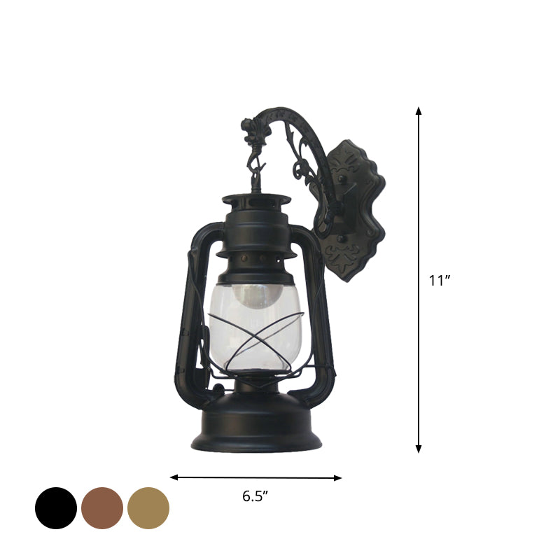 1-Light Kerosin Wall Light Nautical Black/Copper/Bronze Clear Glass Wall Lamps for the Dining Room