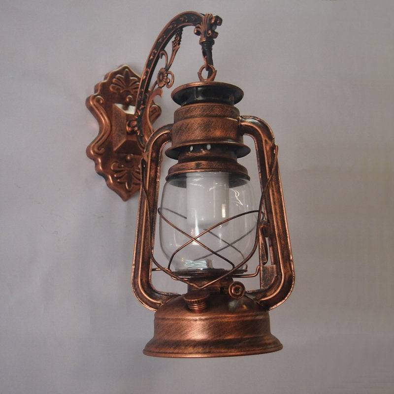 1-Light Kerosin Wall Light Nautical Black/Copper/Bronze Clear Glass Wall Lamps for the Dining Room