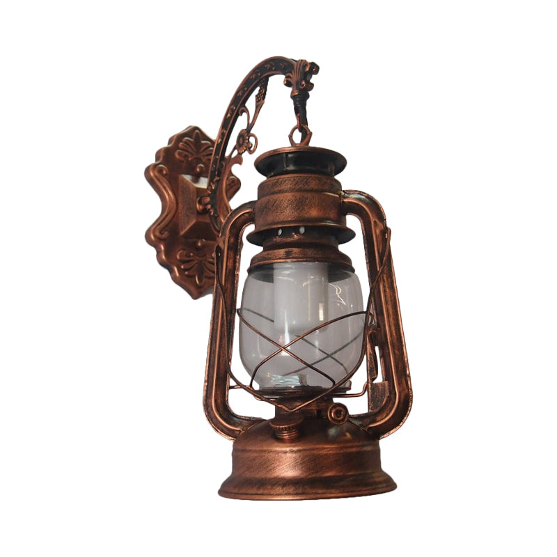 1-Light Kerosin Wall Light Nautical Black/Copper/Bronze Clear Glass Wall Lamps for the Dining Room