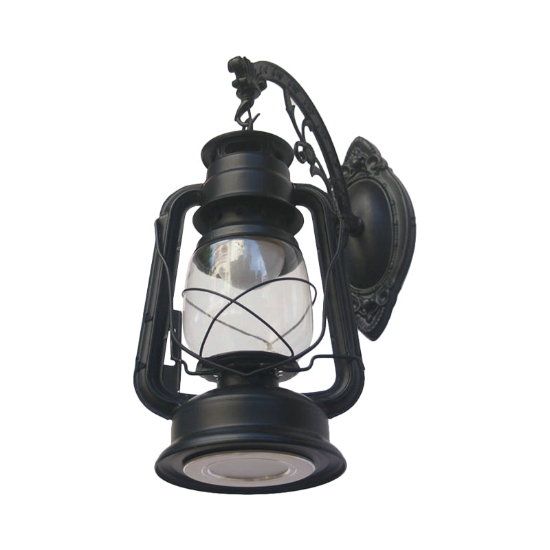 1-Light Kerosin Wall Light Nautical Black/Copper/Bronze Clear Glass Wall Lamps for the Dining Room