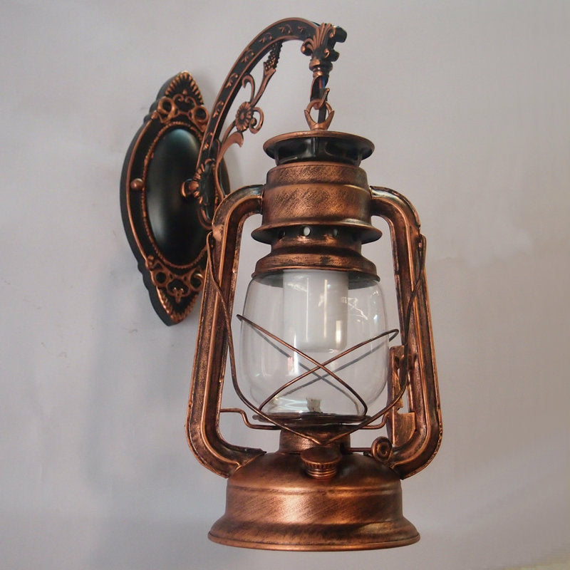 1-Light Kerosin Wall Light Nautical Black/Copper/Bronze Clear Glass Wall Lamps for the Dining Room