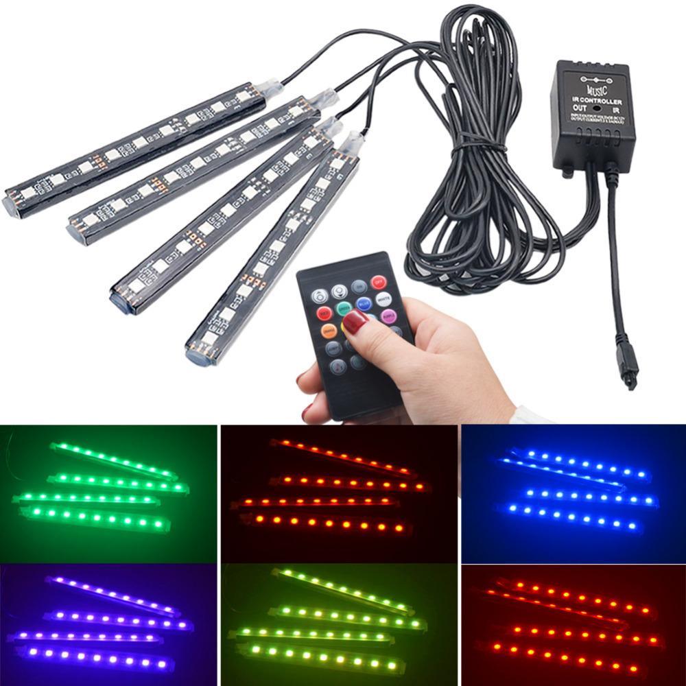 Car RGB LED Strip Light Wireless Remote Control and Voice Control