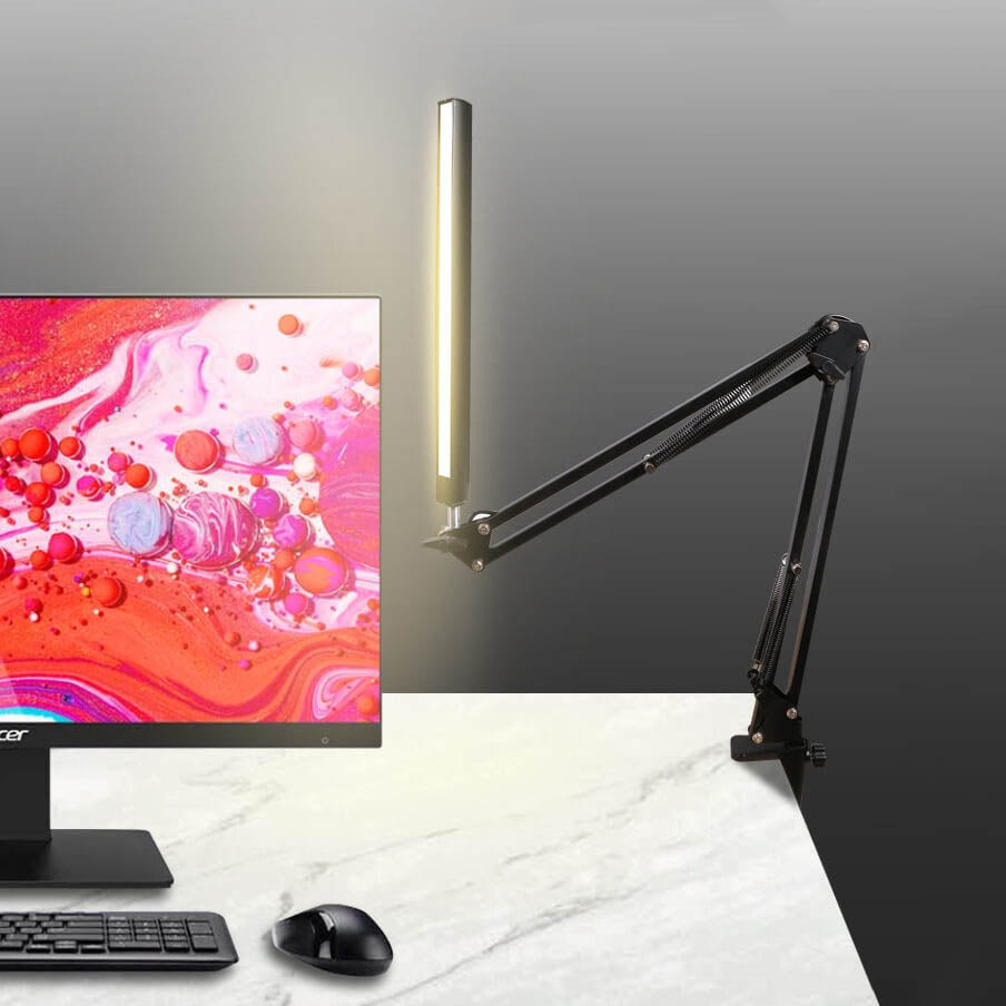 LED foldable long arm clip eye protection USB reading desk lamp