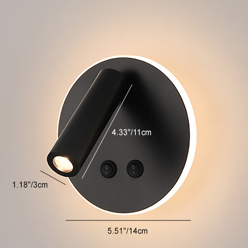 Modern Minimalist Rectangular Round Iron Aluminium LED Wall Lamp For Bedroom