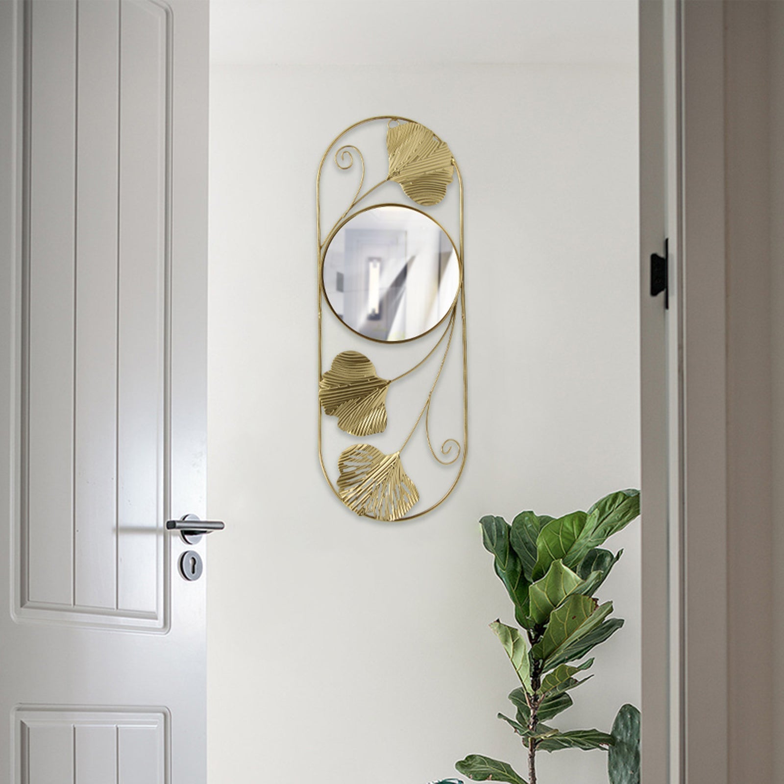 Madigas | Elegant Metal Ginkgo Leaf Wall Mirror