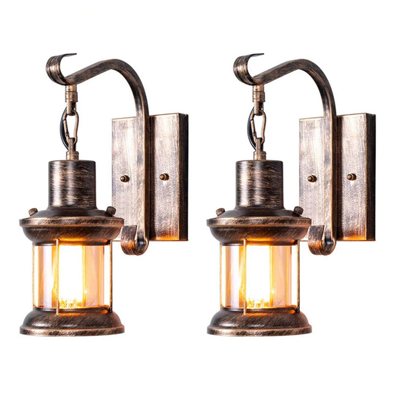 1 Light Clear Glass Wall Lamp Nautical Bronze Kerosene Hall Wall Lights