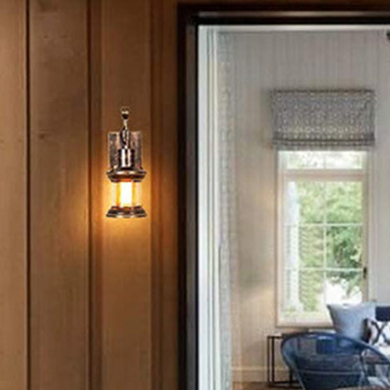 1 Light Clear Glass Wall Lamp Nautical Bronze Kerosene Hall Wall Lights