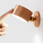 Simple wooden USB rechargeable touch magnetic LED night light wall sconces lamp