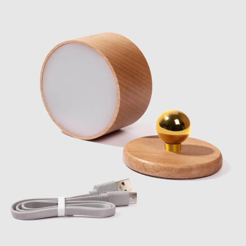 Simple wooden USB rechargeable touch magnetic LED night light wall sconces lamp