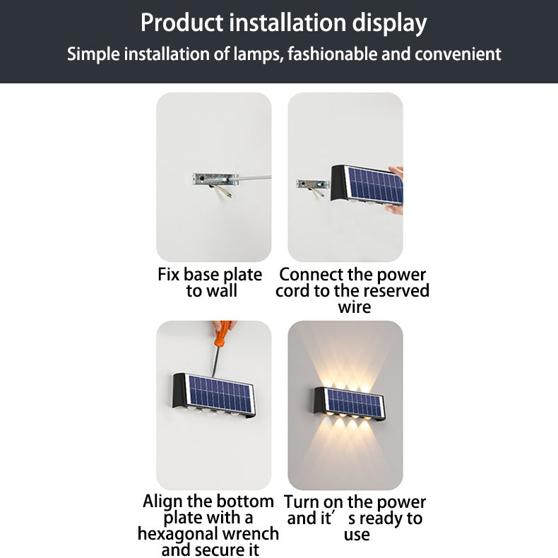 Modern simplicity solar waterproof rectangular ABS PMMA LED wall light lamp for outdoor terrace