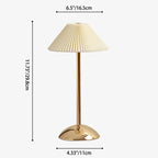 Contemporary Scandinavian rechargeable iron fabric conical folded LED table lamp for bedside