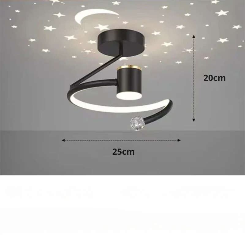 LED ceiling light with starry sky – Modern chandelier design for children’s room and living room