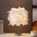 White Cylindrical Table Lamp Simplicity Single Bulb Feather Table Lamp