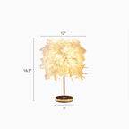 White Cylindrical Table Lamp Simplicity Single Bulb Feather Table Lamp