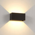 Modern waterproof rectangular LED wall light for outdoor use with upward and downward lighting