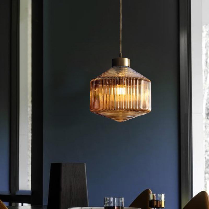 Modern drum chandelier made of glass - Elegant lighting for dining room and living room