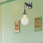Black Bulb Shade Wall Lamp Industrial Clear Glass 1 Light Living Room Wall Lamps Light