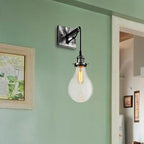 Black Bulb Shade Wall Lamp Industrial Clear Glass 1 Light Living Room Wall Lamps Light