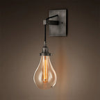 Black Bulb Shade Wall Lamp Industrial Clear Glass 1 Light Living Room Wall Lamps Light