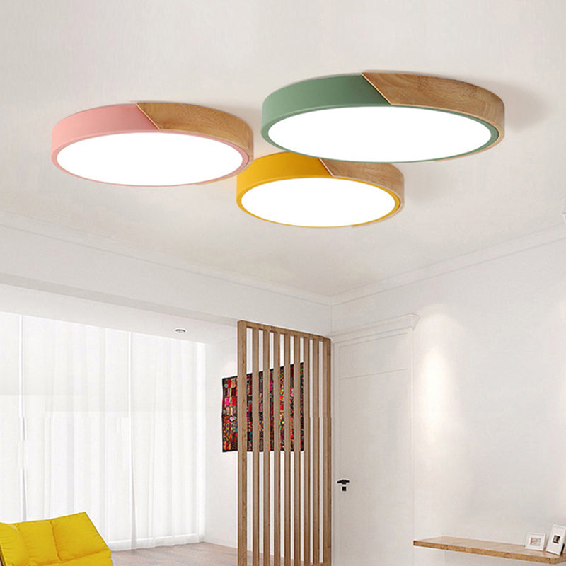 Modern LED ceiling lamp for bedroom - Energy-saving acrylic and metal recessed light, various colors