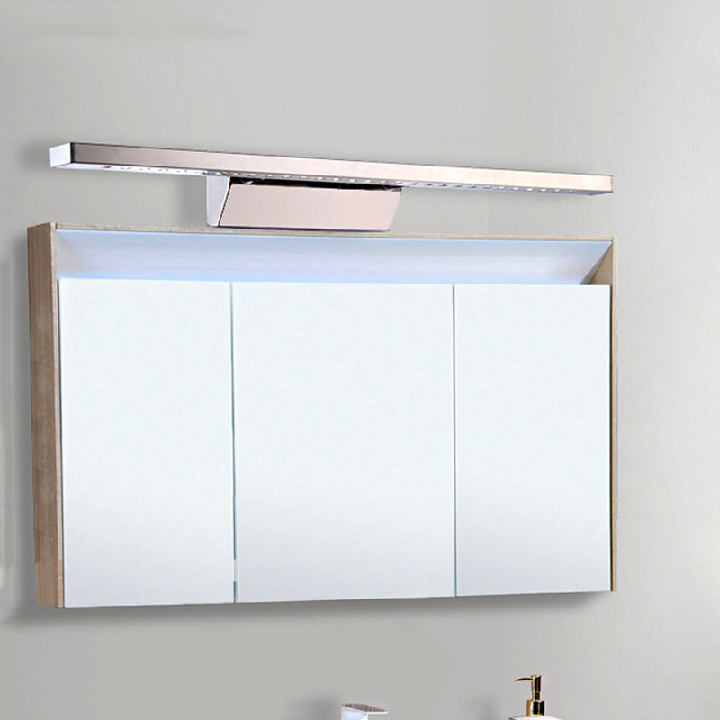 Madigas | Rectangular Interior Mirror Light Stainless Steel 16"/19.5" W LED Modern Wall-Mounted Light in Chrome, Warm/White Lighting