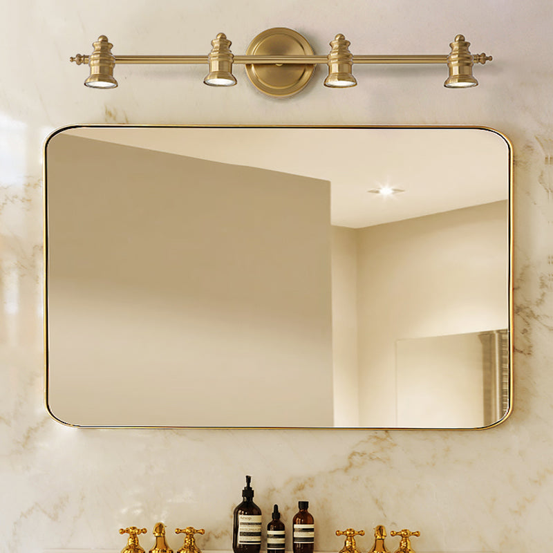 Linear Bathroom Vanity Mirror Light Traditionalism Metal 2/3/4-Bulb Brass Wall Sconce Lighting | Madigas
