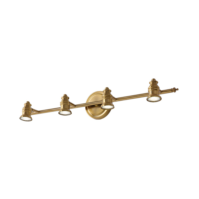 Linear Bathroom Vanity Mirror Light Traditionalism Metal 2/3/4-Bulb Brass Wall Sconce Lighting | Madigas