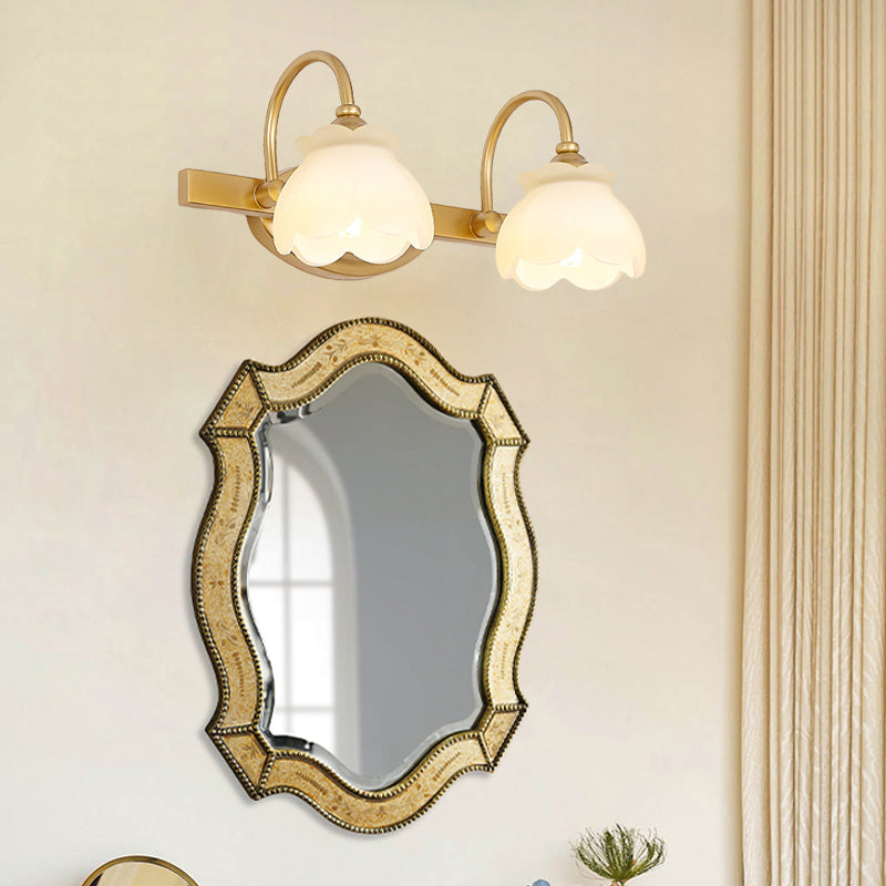 Blossom Bathroom Vanity Mirror Light Traditional Metal LED 2/3/4 Heads Brass Wall Mounted Lamp | Madigas