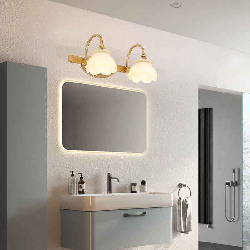 Blossom Bathroom Vanity Mirror Light Traditional Metal LED 2/3/4 Heads Brass Wall Mounted Lamp | Madigas