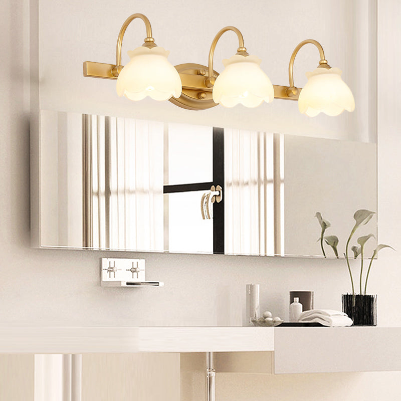 Blossom Bathroom Vanity Mirror Light Traditional Metal LED 2/3/4 Heads Brass Wall Mounted Lamp | Madigas