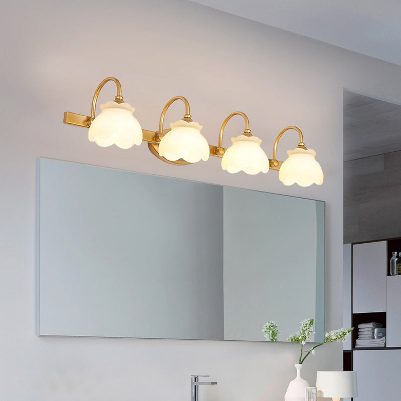 Blossom Bathroom Vanity Mirror Light Traditional Metal LED 2/3/4 Heads Brass Wall Mounted Lamp | Madigas