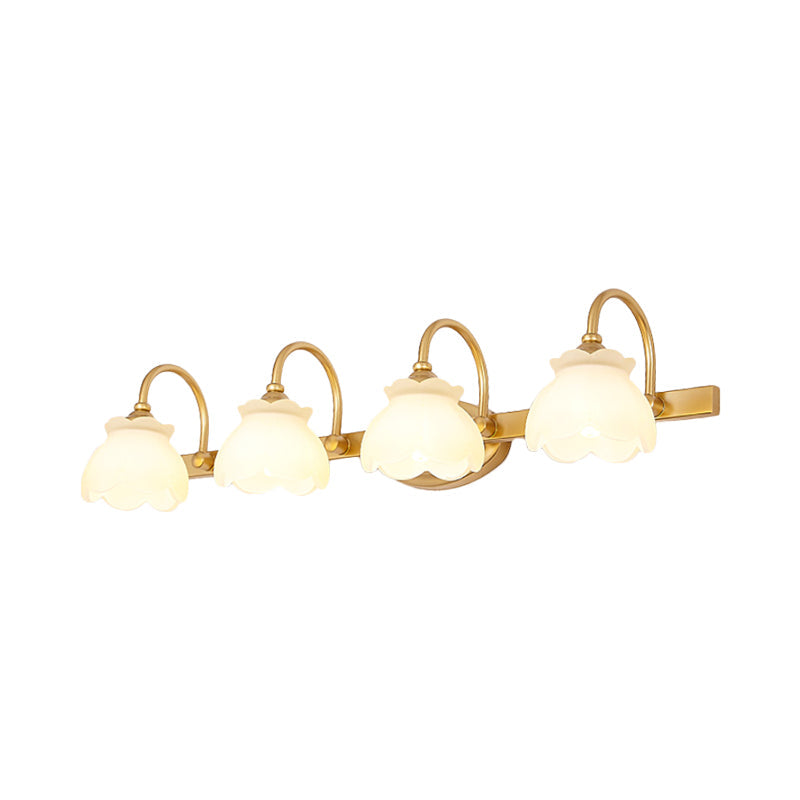 Blossom Bathroom Vanity Mirror Light Traditional Metal LED 2/3/4 Heads Brass Wall Mounted Lamp | Madigas