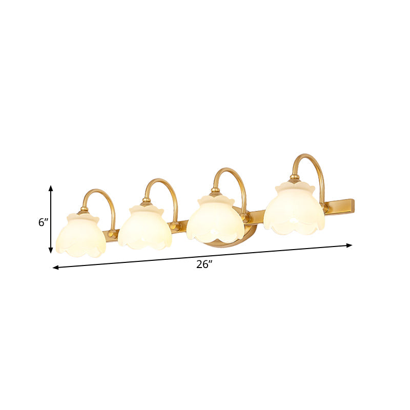 Blossom Bathroom Vanity Mirror Light Traditional Metal LED 2/3/4 Heads Brass Wall Mounted Lamp | Madigas