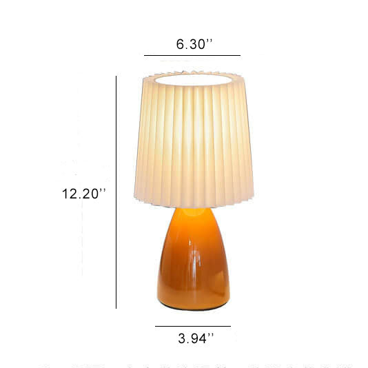 Scandinavian Retro Table Lamp with Folded Shade and Glass Base