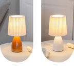 Scandinavian Retro Table Lamp with Folded Shade and Glass Base