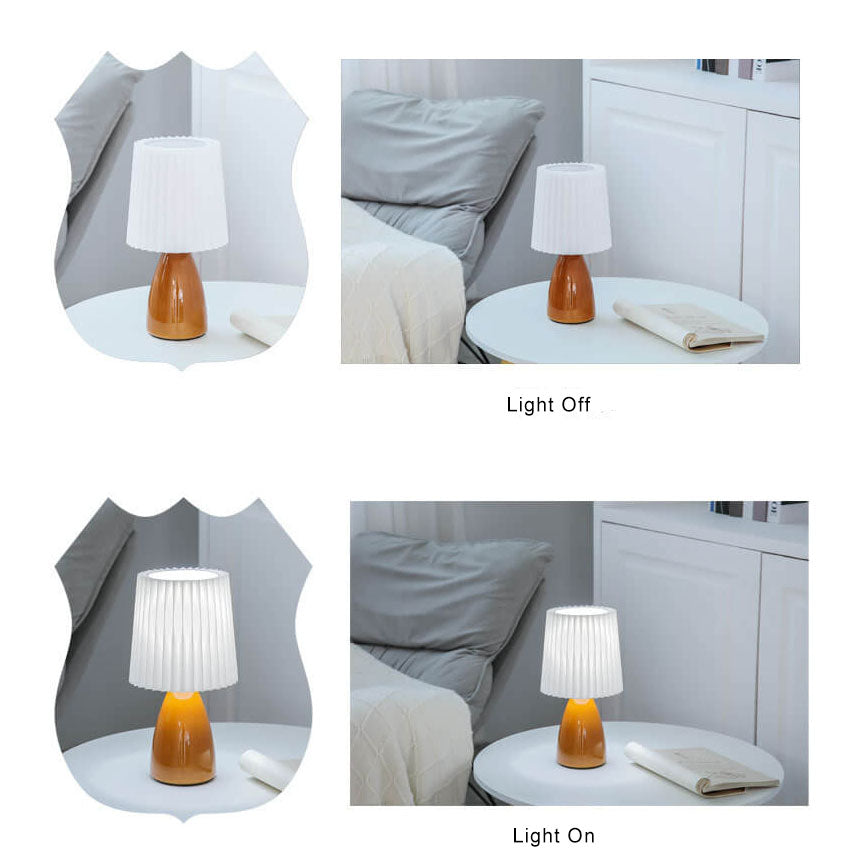 Scandinavian Retro Table Lamp with Folded Shade and Glass Base