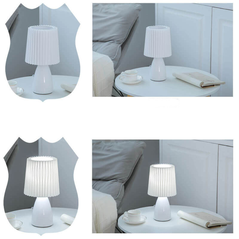 Scandinavian Retro Table Lamp with Folded Shade and Glass Base