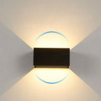 Modern waterproof rectangular LED wall light for outdoor use with upward and downward lighting