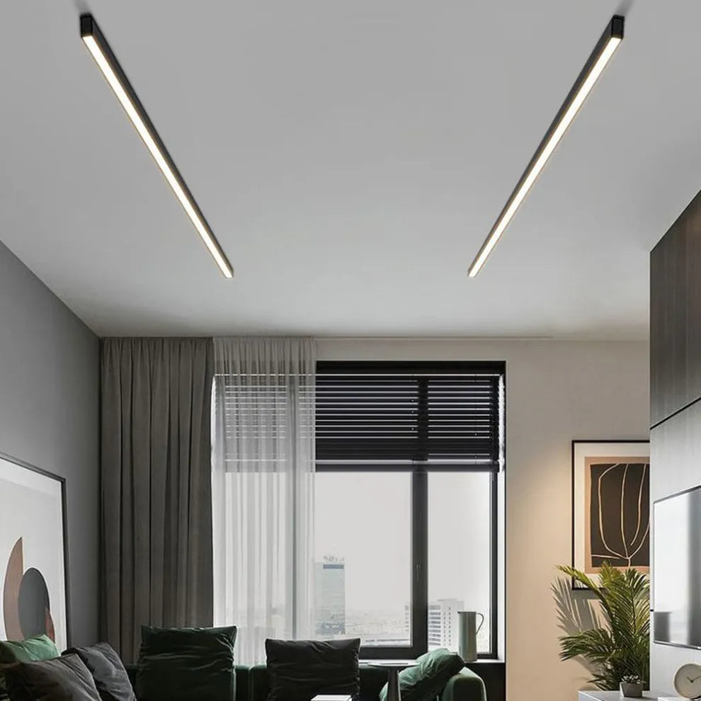 Black metal ceiling lamp LED linear minimalist modern design