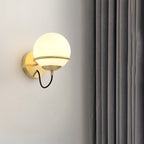 1 head bedside wall lamp modern brass wall lighting with global white glass shade