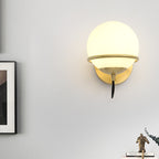 1 head bedside wall lamp modern brass wall lighting with global white glass shade