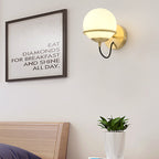 1 head bedside wall lamp modern brass wall lighting with global white glass shade