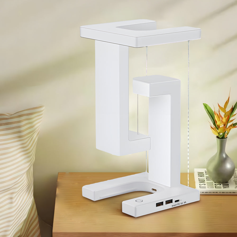 Futuristic table lamp with levitating technology