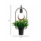 Pot Plant Restaurant Wall Lamp Industrial Metal 1 Light Black LED Wall Lighting