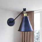 Black Finish Cone-Shaped Wall Lamp Retro Stylish Metal 1 Head Hallway Wall Lighting, 2 Packs