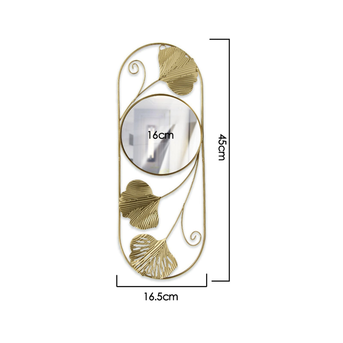 Madigas | Elegant Metal Ginkgo Leaf Wall Mirror